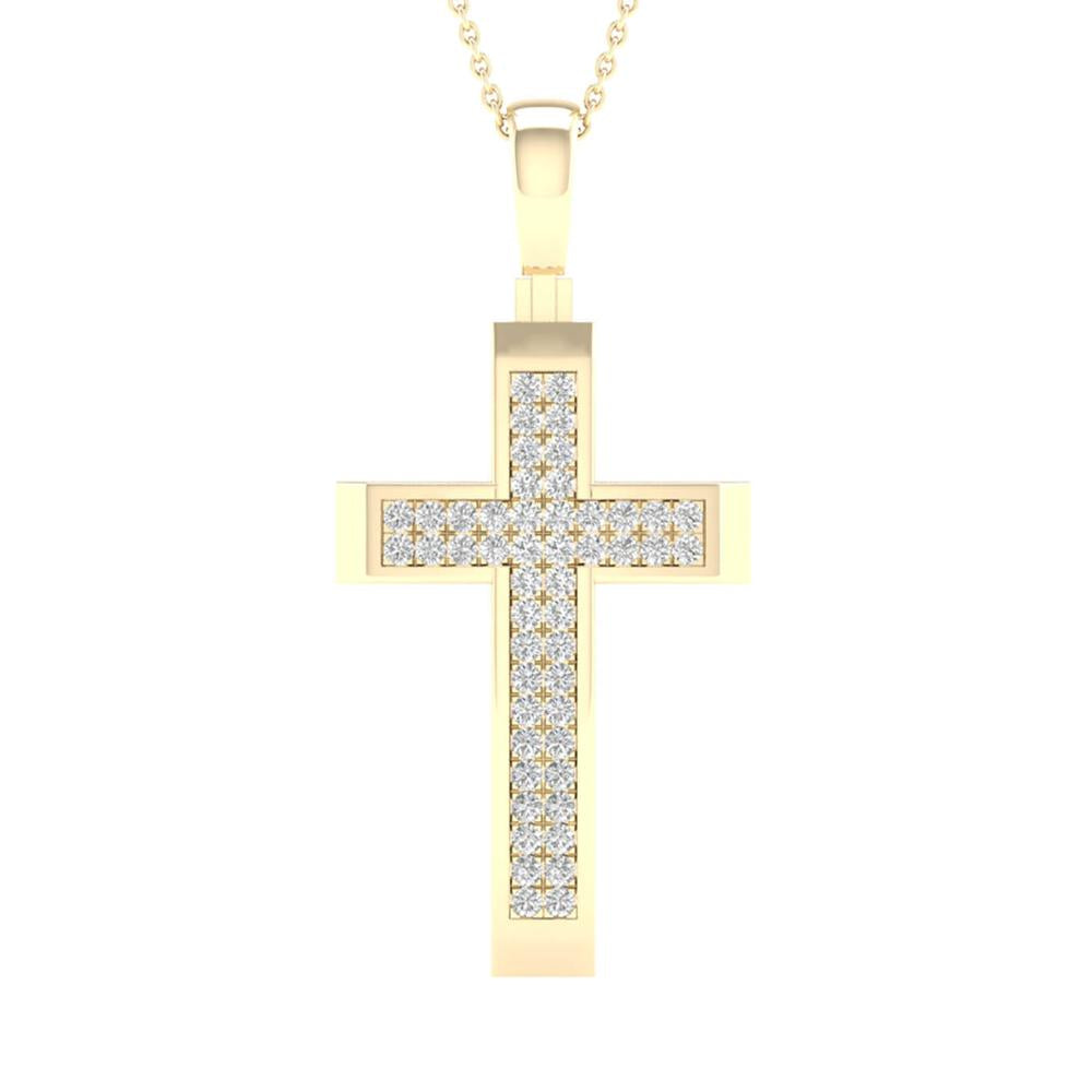 10k Yellow Gold Lab Diamond Cross Pendant for Women