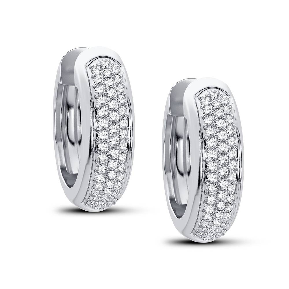 14k White Gold Lab Diamond Hoop Earrings - Chic Sparkle