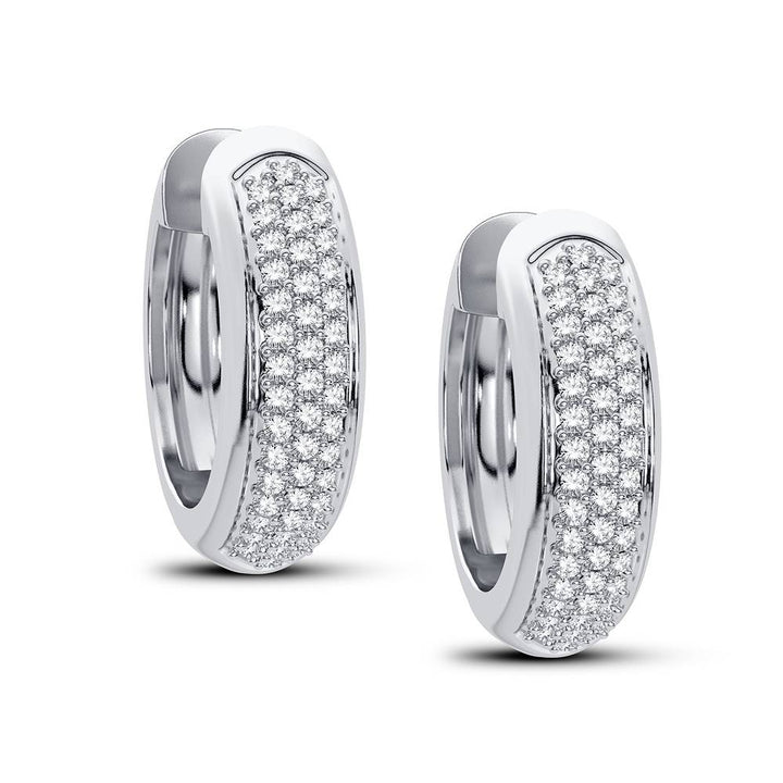 14k White Gold Lab Diamond Hoop Earrings - Chic Sparkle