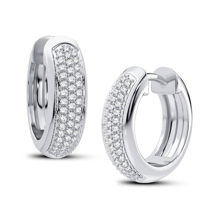 14k White Gold Lab Diamond Hoop Earrings - Chic Sparkle