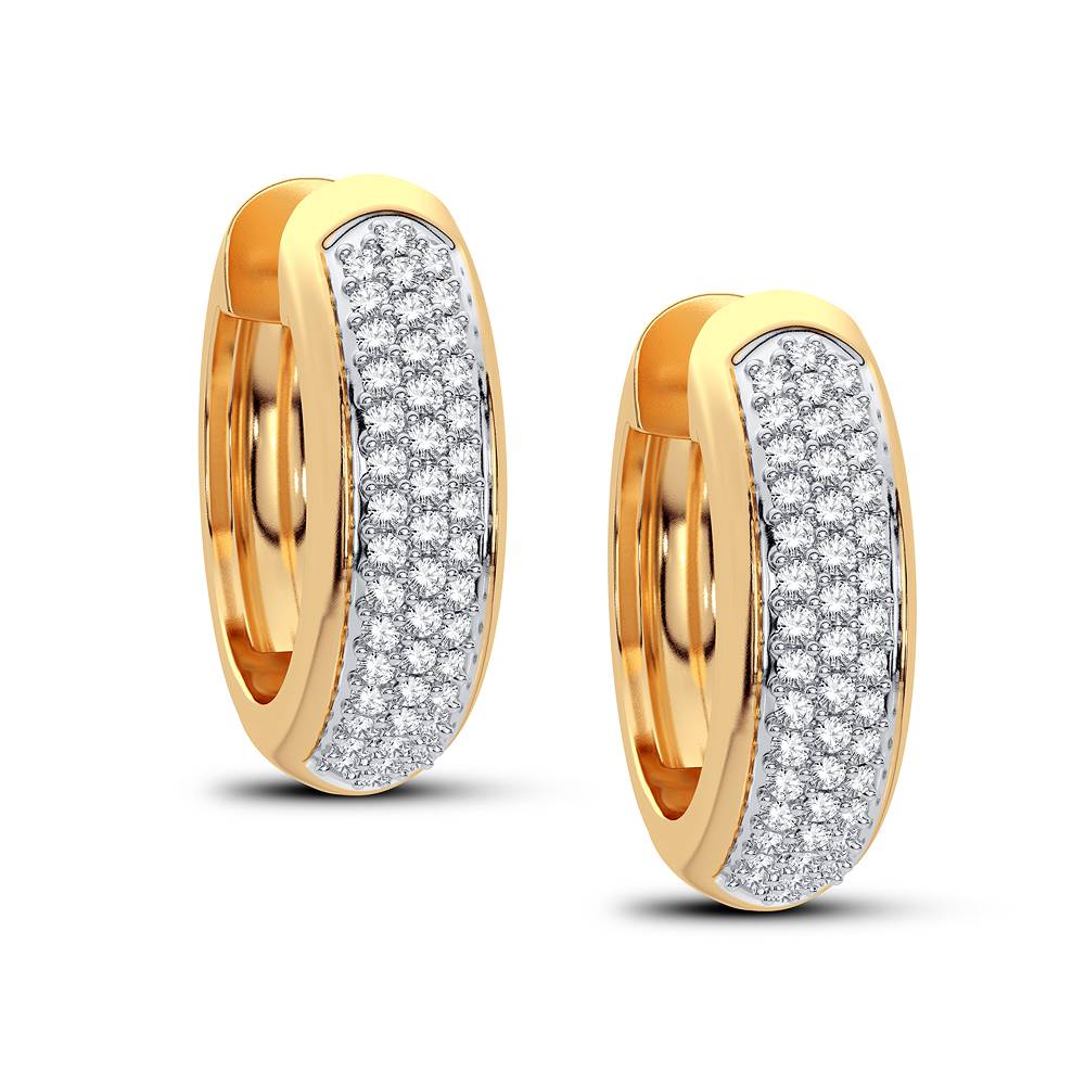 14K Yellow Gold 0.23CT Lab Diamond Hoop Earrings