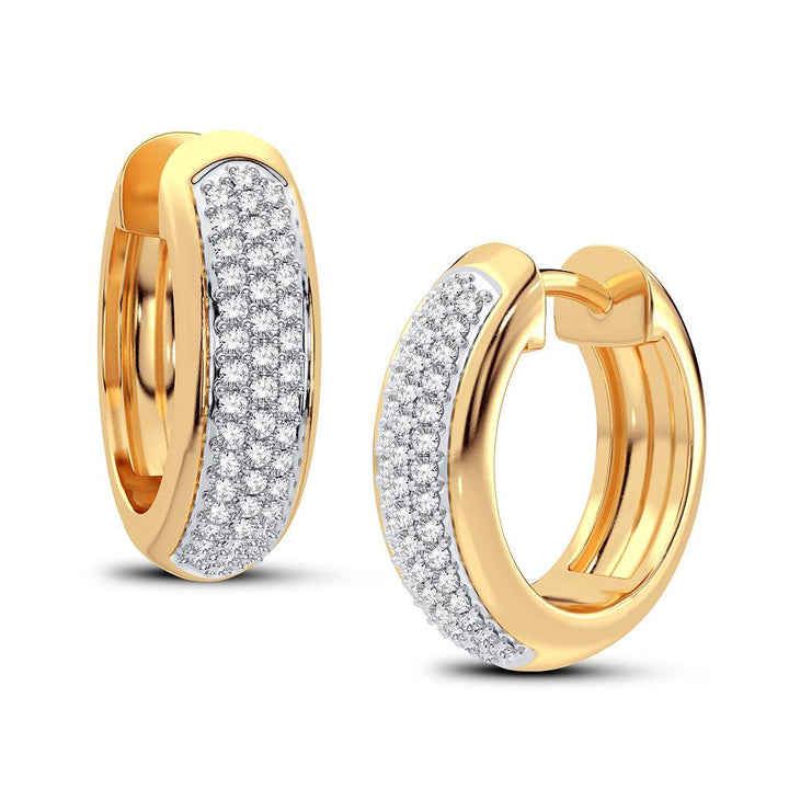 14K Yellow Gold 0.23CT Lab Diamond Hoop Earrings
