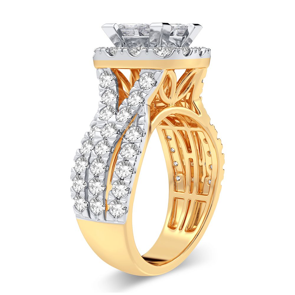 14K Yellow Gold Lab Diamond Womens Engagement Ring 2.65CT