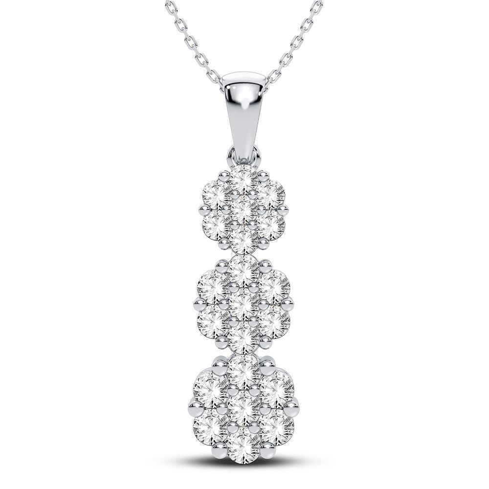 Elegant 14k White Gold 2CT Lab Diamond Pendant for Her