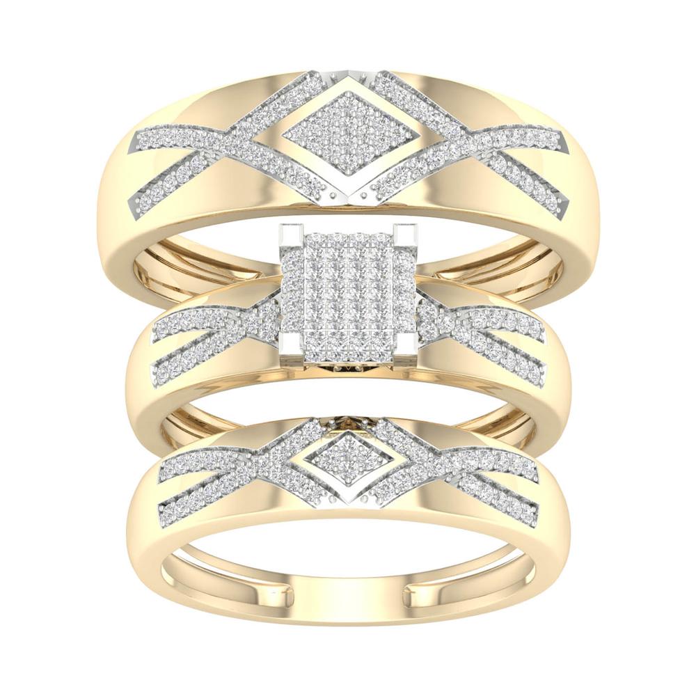 10k Yellow Gold 0.50ct Lab Diamond Trio Wedding Set