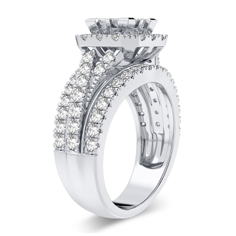 Brilliant 14k White Gold 2CT Lab Diamond Engagement Ring