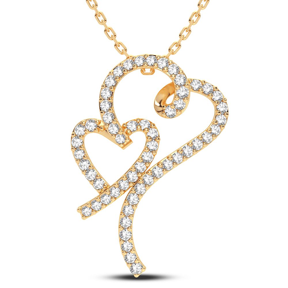 10K Yellow Gold 0.25CT Lab Diamond Womens Pendant Charm