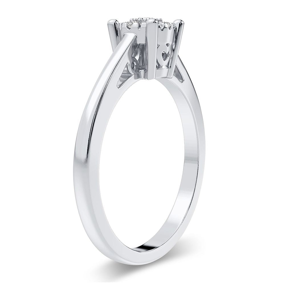 Delicate 10k White Gold Lab Diamond Promise Ring for Her