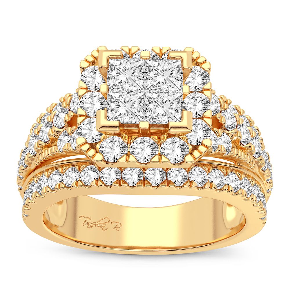 Brilliant 14K Yellow Gold 2CT Lab Diamond Engagement Ring
