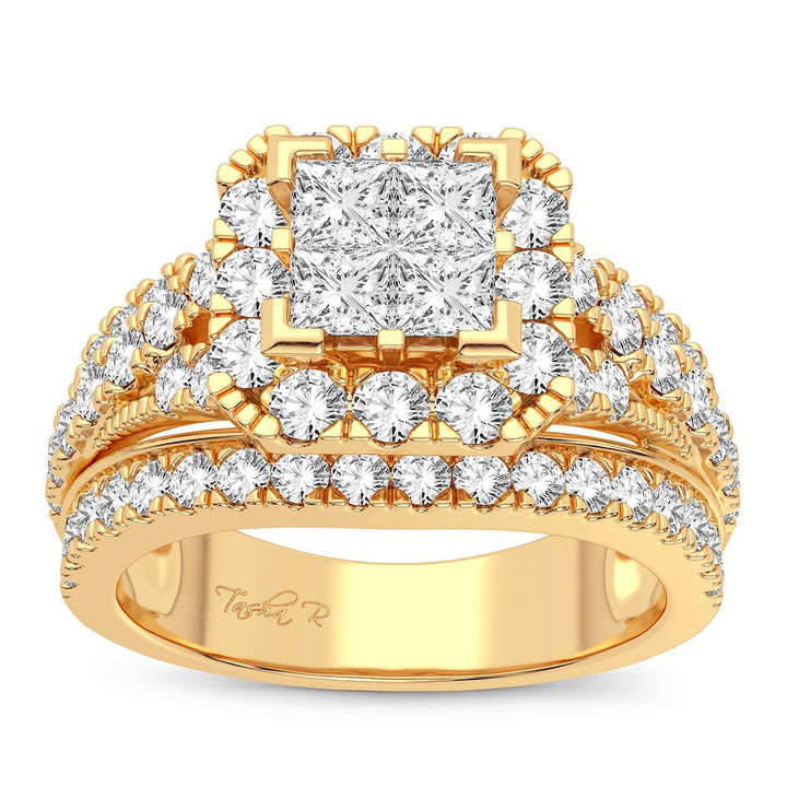 Brilliant 14K Yellow Gold 2CT Lab Diamond Engagement Ring