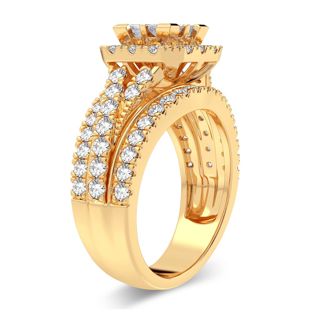 Brilliant 14K Yellow Gold 2CT Lab Diamond Engagement Ring