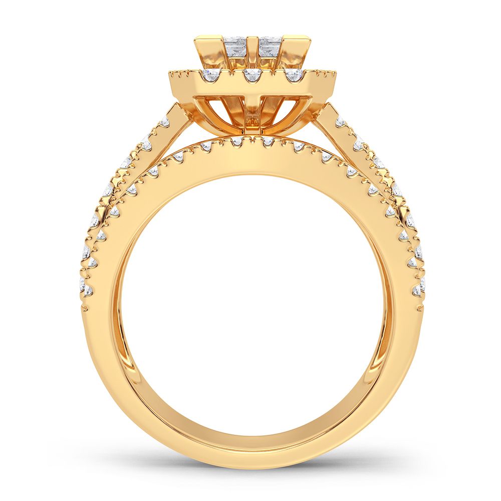 Brilliant 14K Yellow Gold 2CT Lab Diamond Engagement Ring