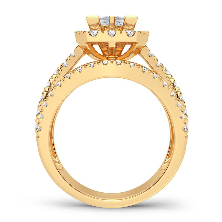 Brilliant 14K Yellow Gold 2CT Lab Diamond Engagement Ring