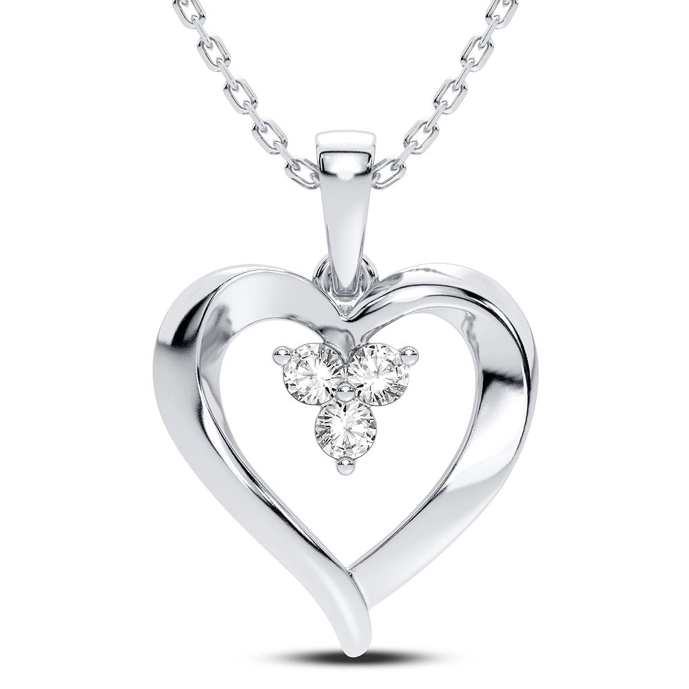 Delicate 14K White Gold 0.12CT Lab Diamond Pendant