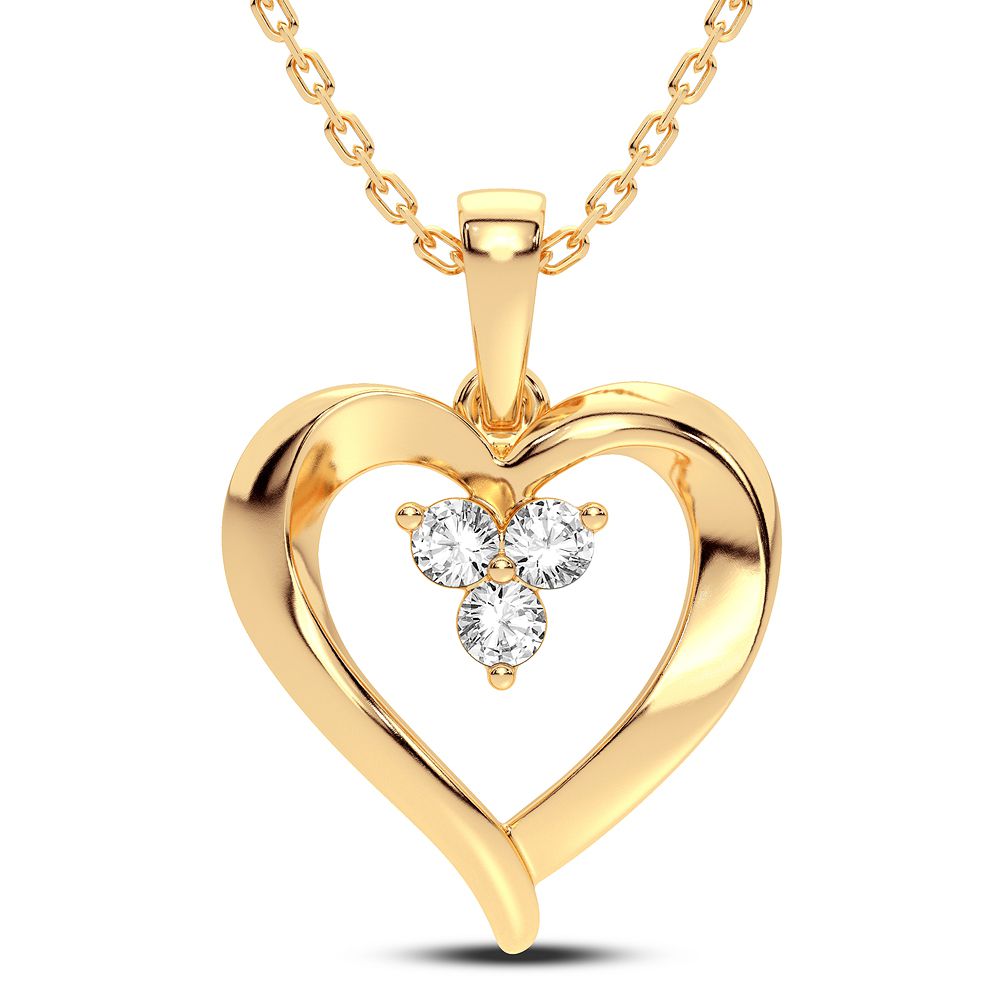 Delicate 14K Yellow Gold Lab Diamond Womens Pendant