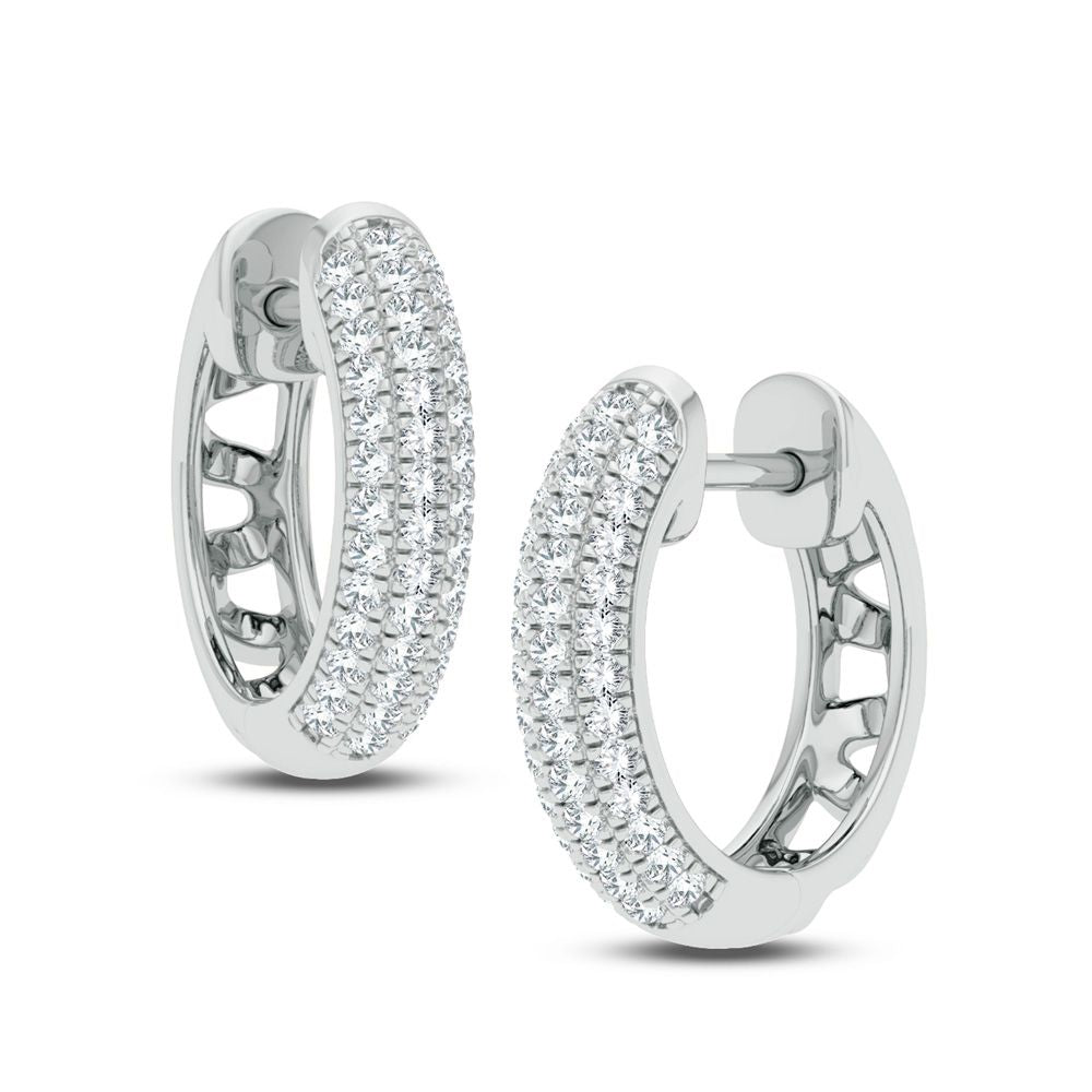 Chic 14k White Gold Lab Diamond Hoop Earrings - 0.25CT