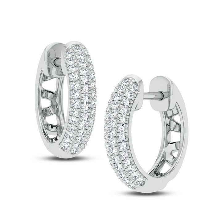 Chic 14k White Gold Lab Diamond Hoop Earrings - 0.25CT