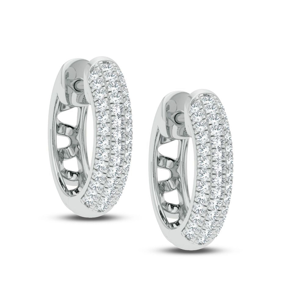 Chic 14k White Gold Lab Diamond Hoop Earrings - 0.25CT
