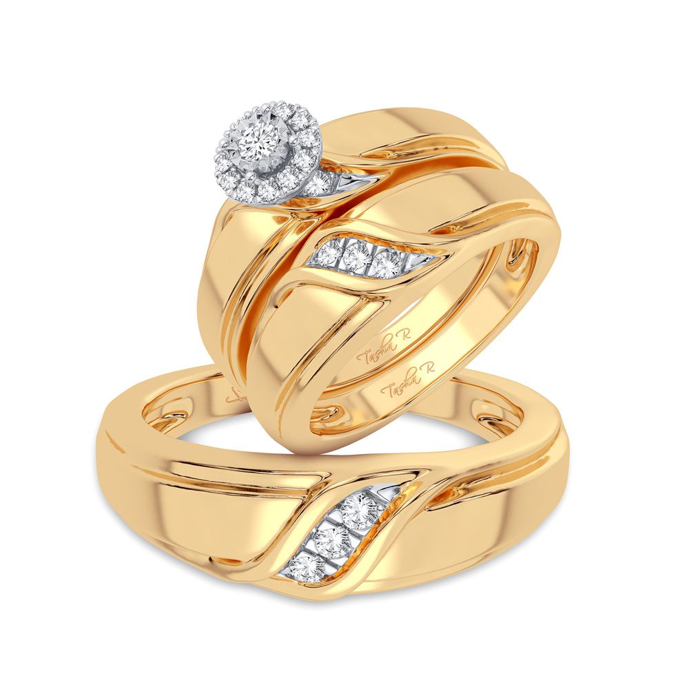 14k Yellow Gold Lab Diamond Womens Trio Jewelry Set