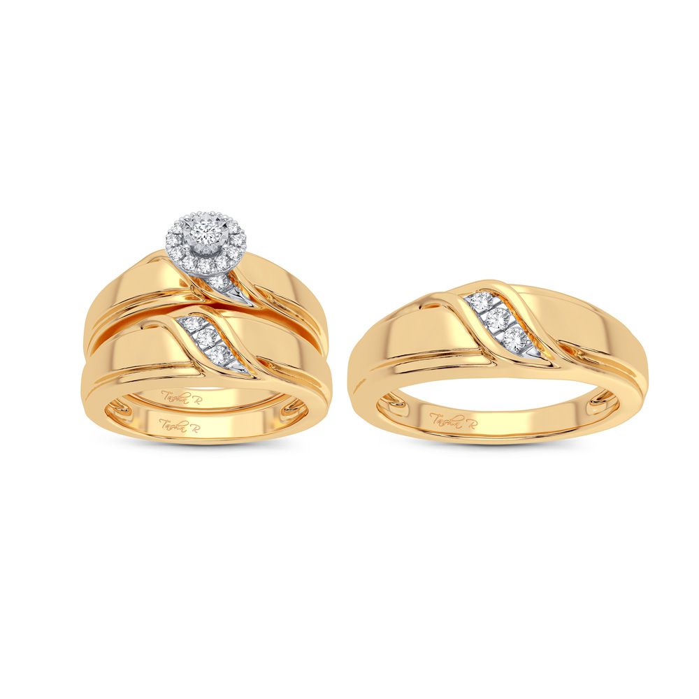 14k Yellow Gold Lab Diamond Womens Trio Jewelry Set