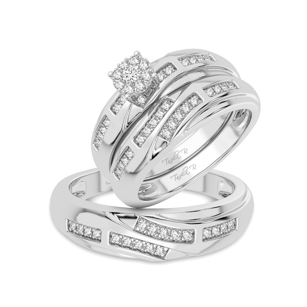 14k White Gold Lab Diamond Trio Set - Timeless Elegance