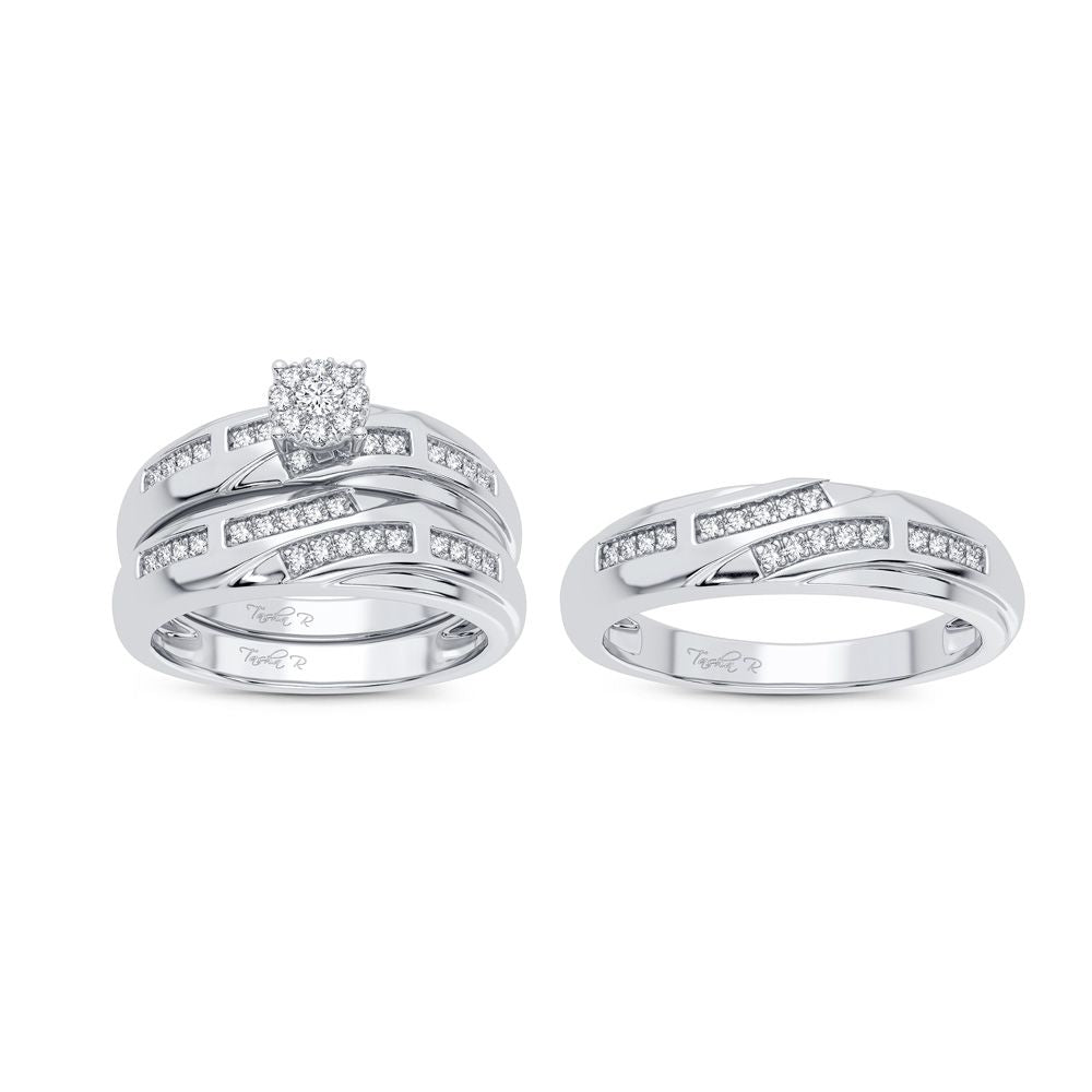 14k White Gold Lab Diamond Trio Set - Timeless Elegance