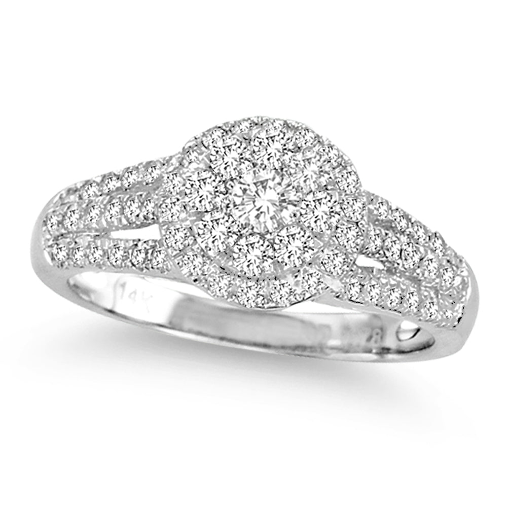 Chic 14k White Gold Lab-Created Diamond Fashion Ring 0.78CT