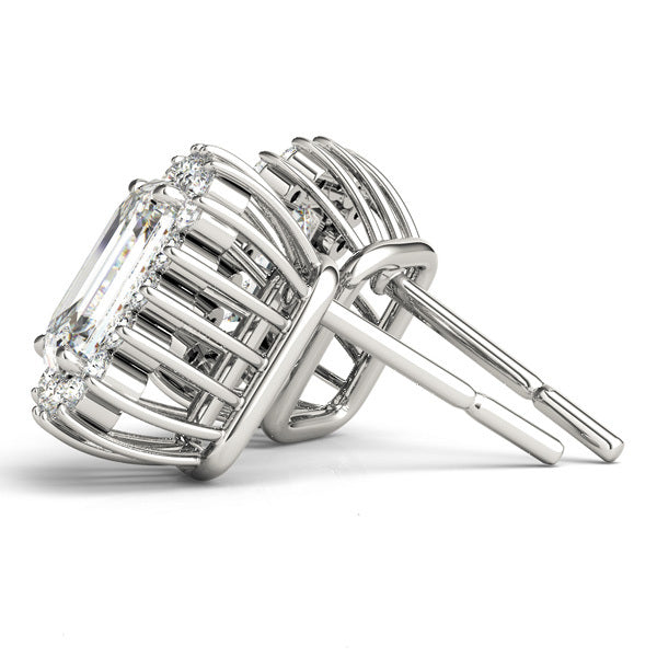 14K White Gold Diamond Halo Earrings