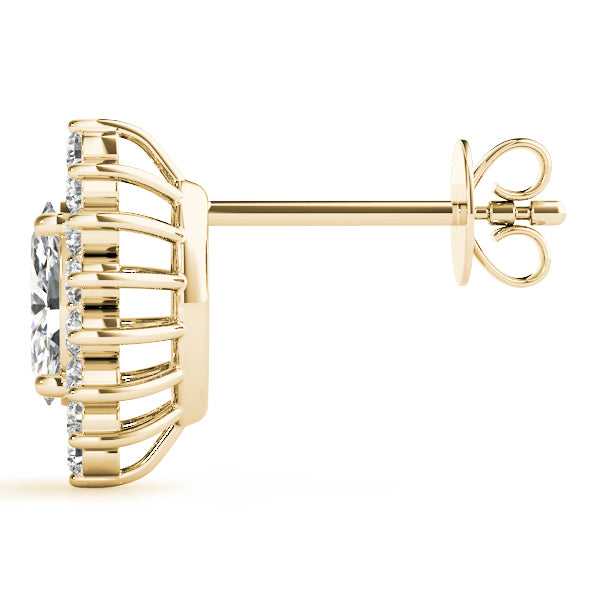 14K Yellow Gold Marquise Diamond Halo Earring