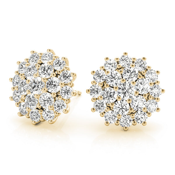 Yellow Gold Lab Diamond Cluster Earrings