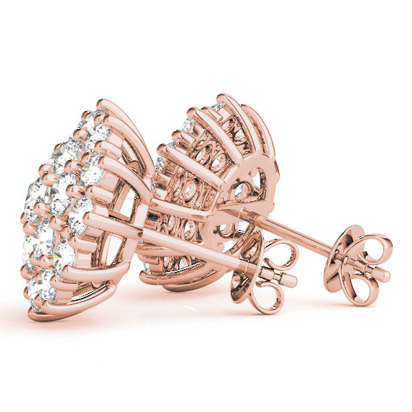 18K Rose Gold Diamond Cluster Earrings