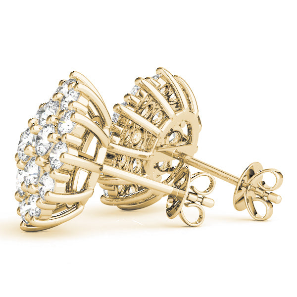 18K Yellow Gold Round Diamond Fashion Earrings