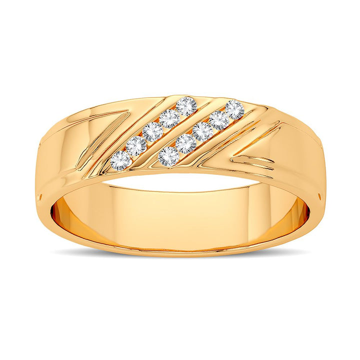 14K Yellow Gold Mens Lab Diamond Wedding Band Ring