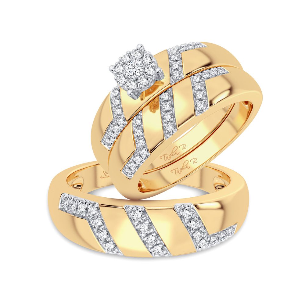 14k Yellow Gold Lab Diamond Trio Set - Timeless Elegance