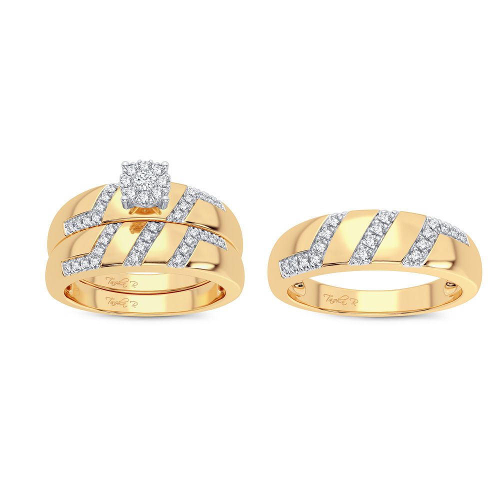 14k Yellow Gold Lab Diamond Trio Set - Timeless Elegance