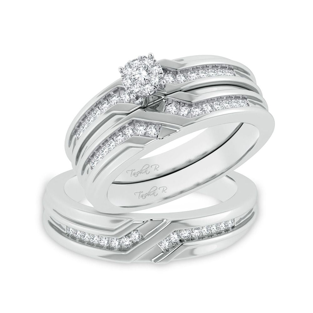 14k White Gold Lab Diamond Trio Set: Elegant Bridal Collection