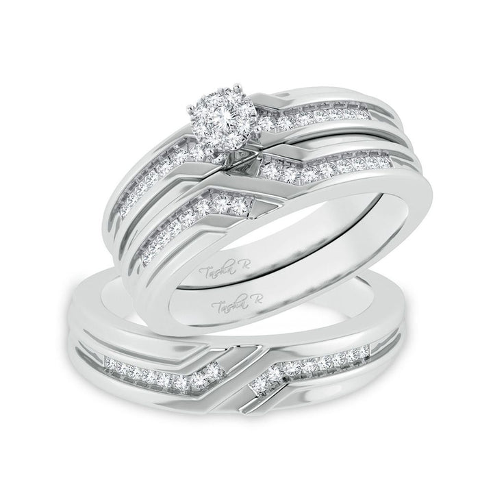 14k White Gold Lab Diamond Trio Set: Elegant Bridal Collection