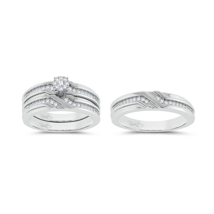 14k White Gold Lab Diamond Trio Set: Elegant Bridal Collection