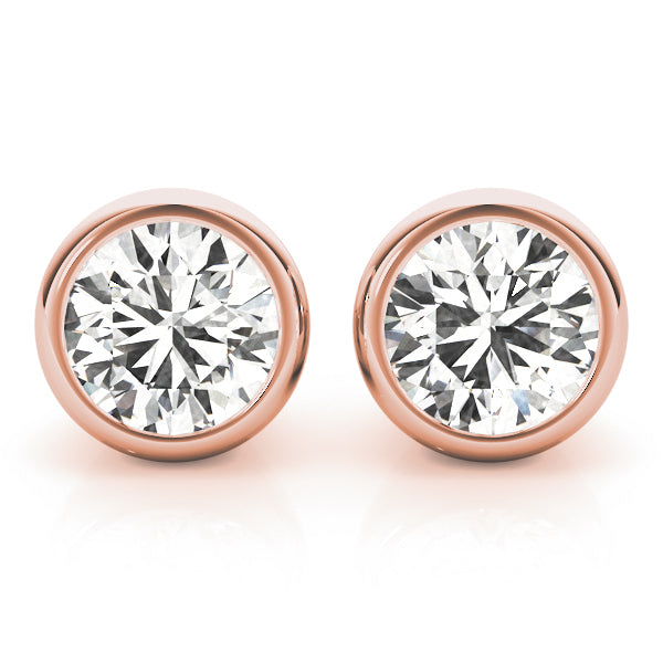 18K Rose Gold Lab Diamond Round Stud Earrings