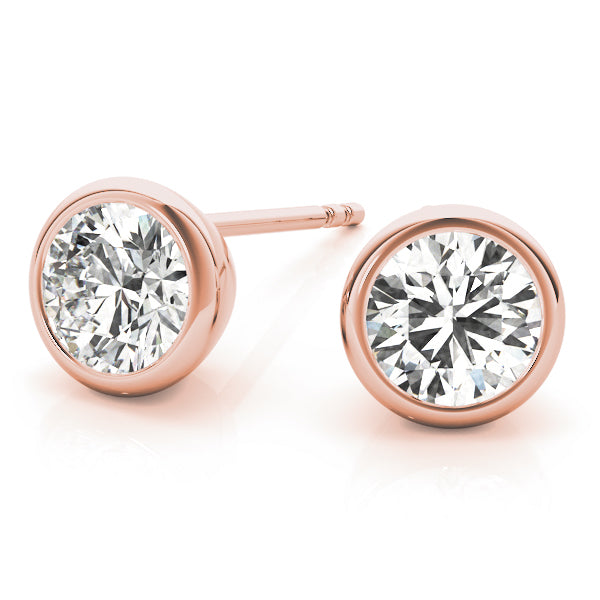18K Rose Gold Lab Diamond Round Stud Earrings