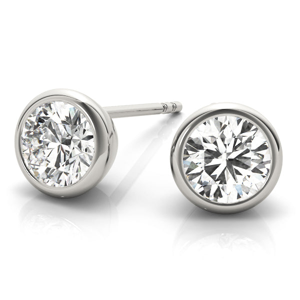 Platinum Lab Diamond Round Stud Earrings