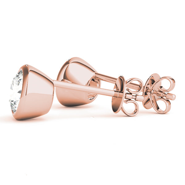 18K Rose Gold Lab Diamond Round Stud Earrings