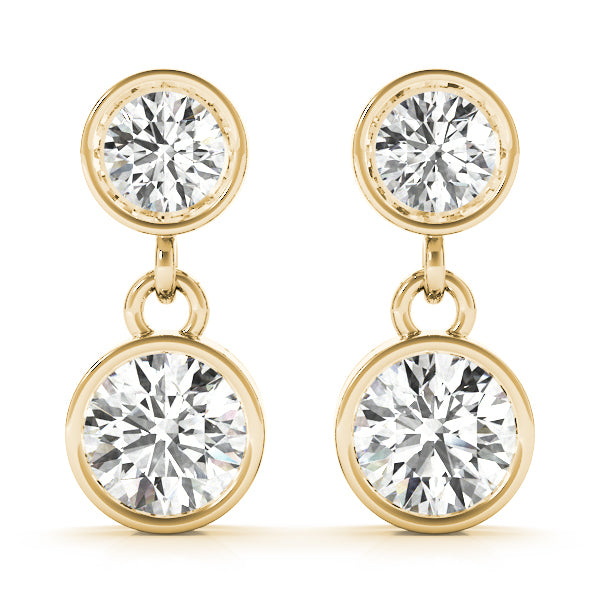 Lab Diamond 18K Yellow Gold Single Stone Earrings