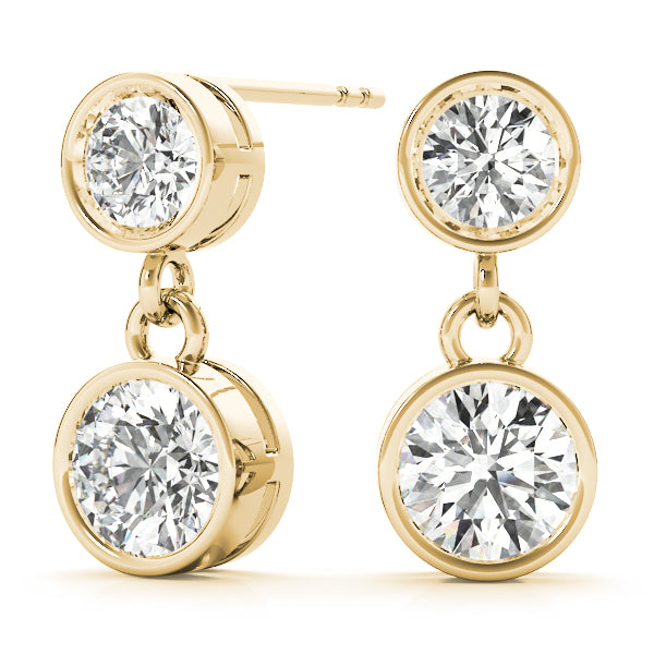 Lab Diamond 18K Yellow Gold Single Stone Earrings