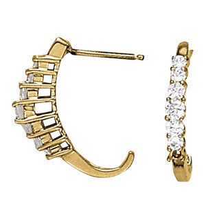 White Gold Lab Diamond J-Hoop Earrings