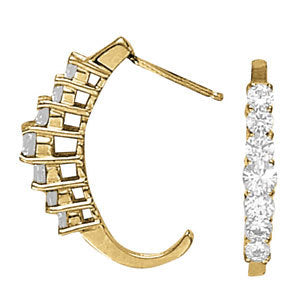 White Gold Lab Diamond J-Hoop Earrings