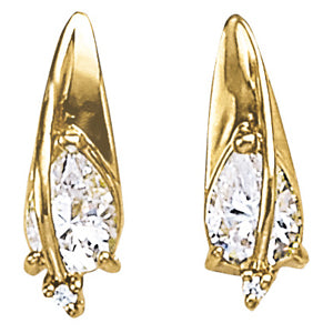 White Platinum Pear Diamond Stud Earrings