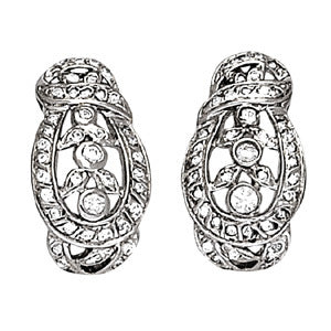 White Gold Lab Diamond J-Hoop Earrings