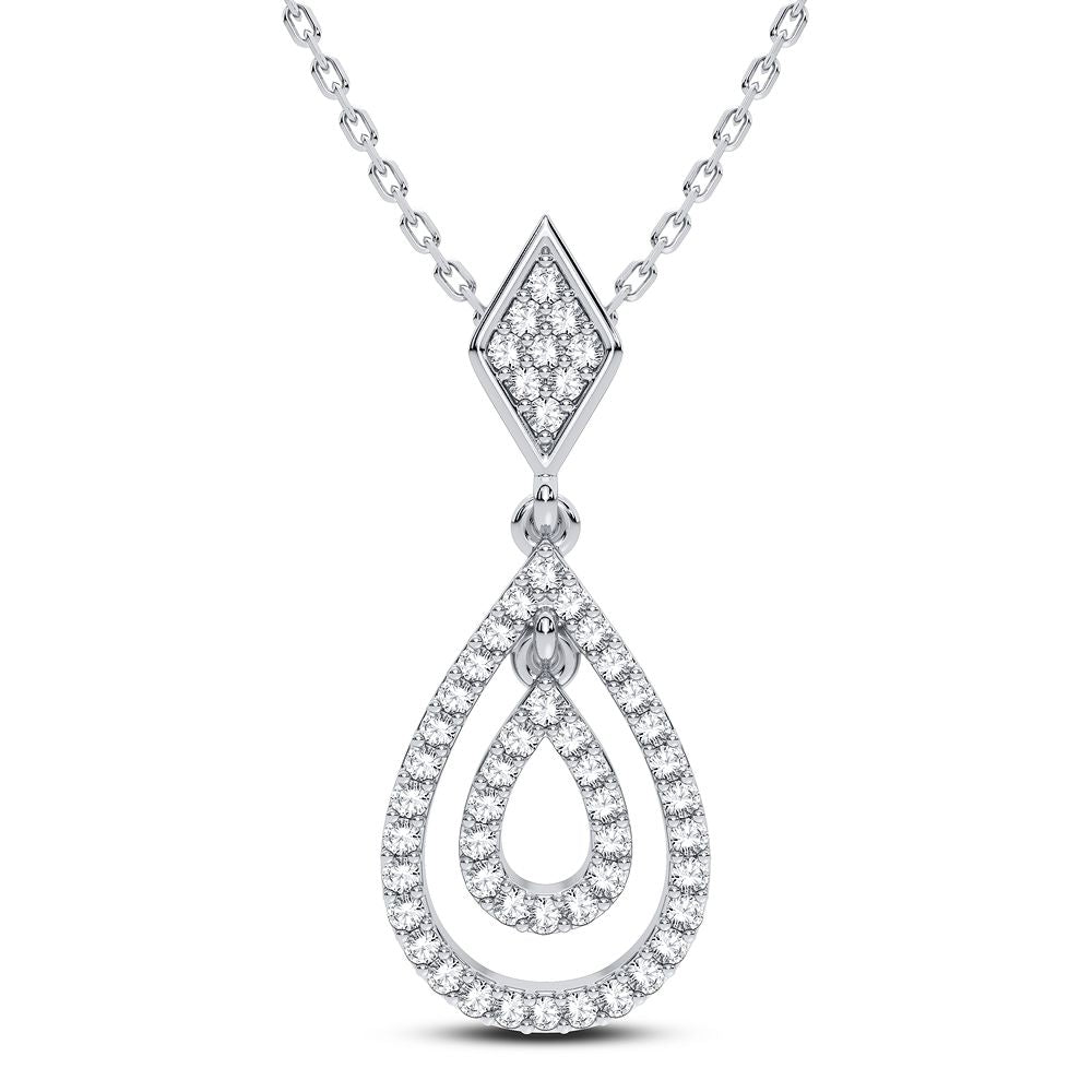 Chic 14K White Gold 0.19CT Lab Diamond Pendant for Her
