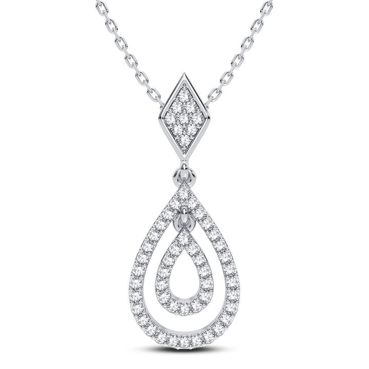 Chic 14K White Gold 0.19CT Lab Diamond Pendant for Her